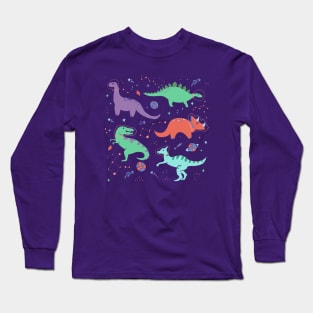 Space Dinosaurs with Coral Constellations Long Sleeve T-Shirt